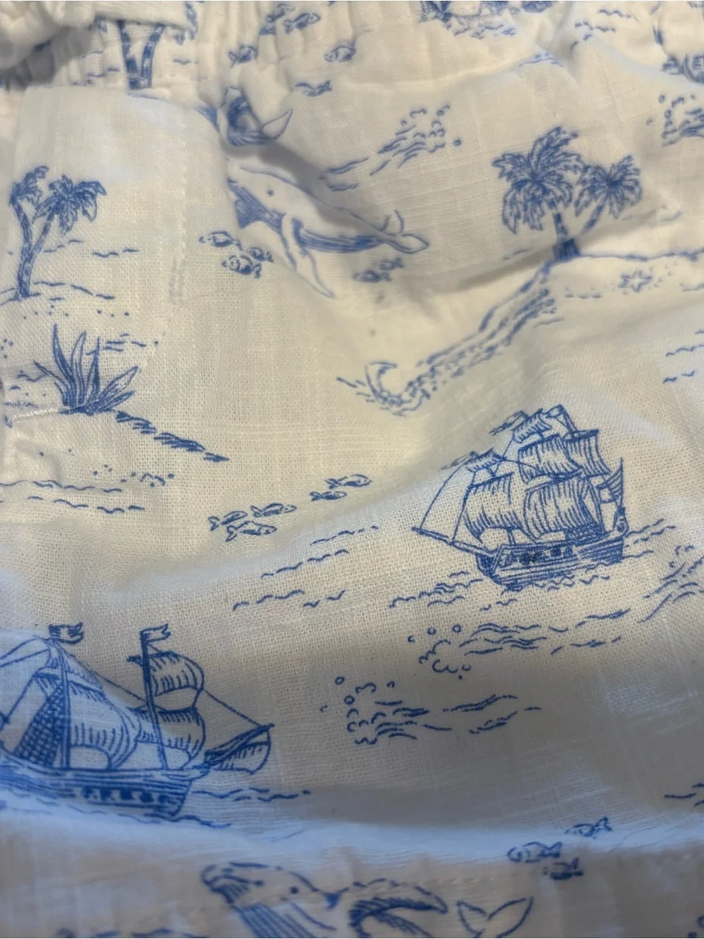 Janie and Jack White Shorts with Blue Nautical Print 6-12 months